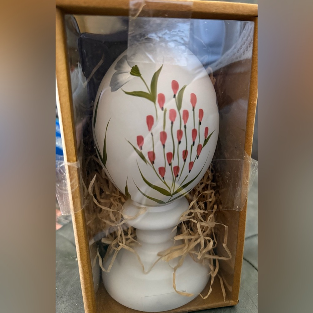 Hand Painted Decorative Egg by Urban Ville. 7 inches tall